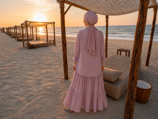 Pearl-Embellished Koresha Two-Piece Set – Rose NUVIRA