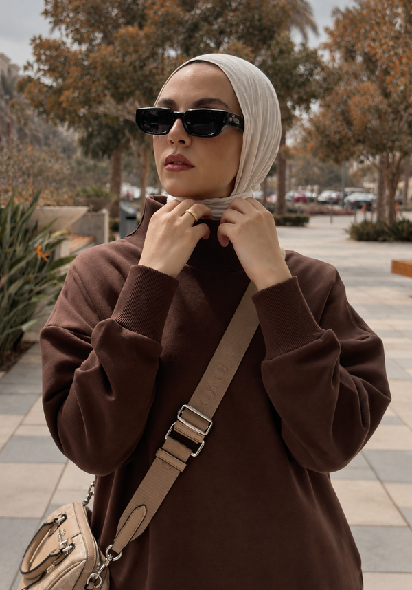 HIGH NECK WIDE LEG SET - BROWN NUVIRA