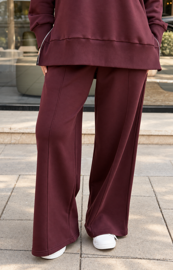Relaxed Fit Two Piece Set - Burgundy NUVIRA