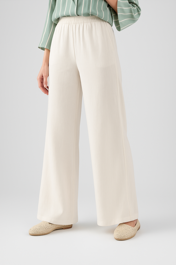 Linen Wide Pant – Sand Beige