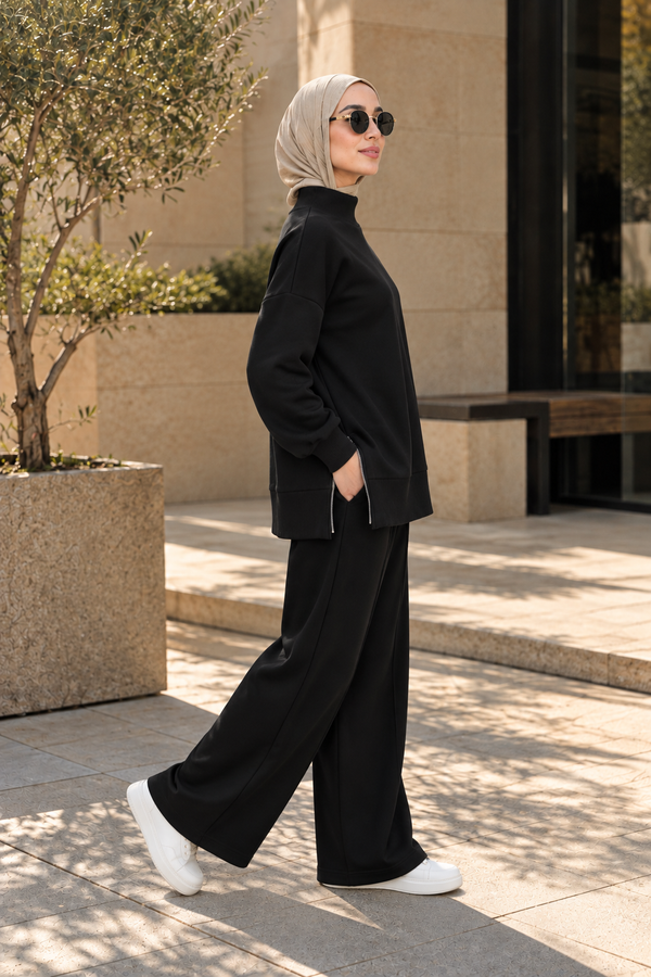 Relaxed Fit Two Piece Set - Black NUVIRA