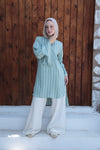 Striped Flare-Sleeve Modest Tunic-Dusty Mint