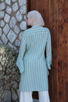 Striped Flare-Sleeve Modest Tunic-Dusty Mint