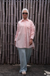 Pink Embroidered Drawstring Blouse