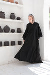 Hooded Flared Maxi Dress - Black - NUVIRA -