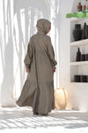 Hooded Flared Maxi Dress - Dusty Olive - NUVIRA -