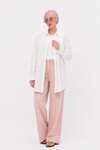 White Embroidered Drawstring Blouse