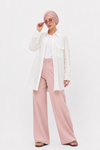 White Embroidered Drawstring Blouse