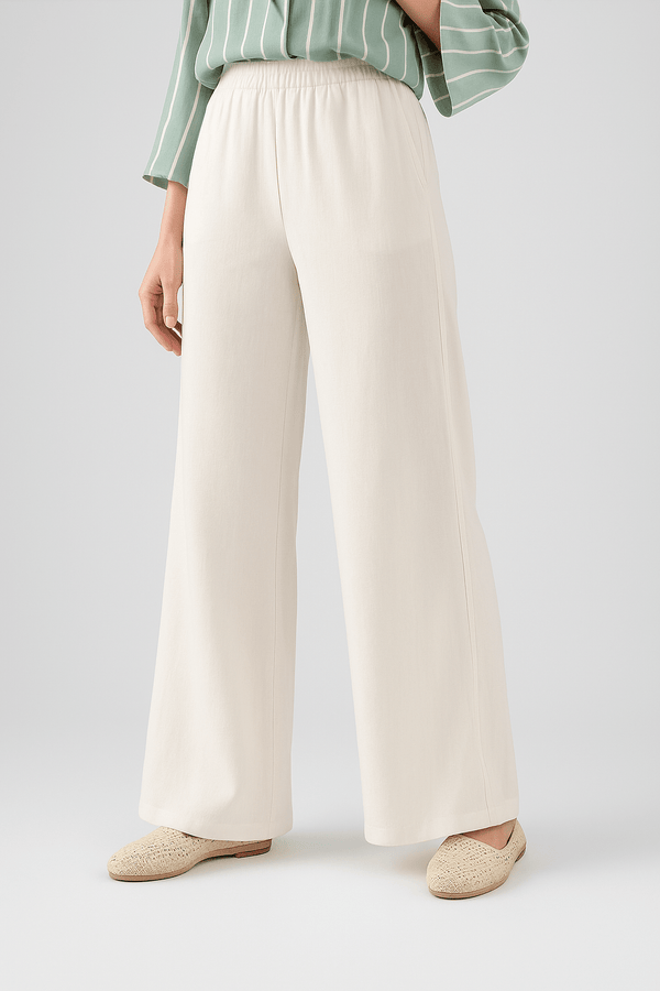 Linen Wide Pant – Sand Beige - NUVIRA -