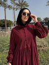 Ruffle Collar Maxi Dress - Burgundy NUVIRA