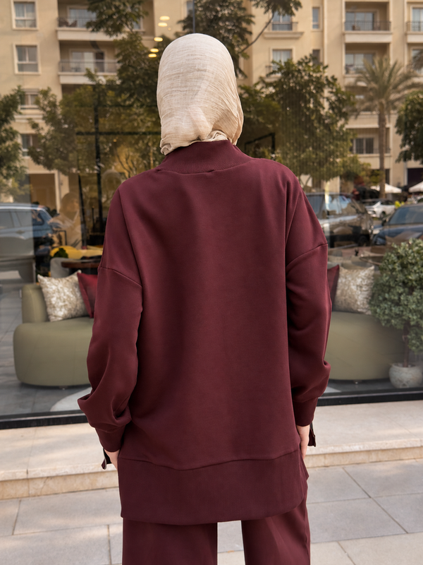 Relaxed Fit Two Piece Set - Burgundy NUVIRA