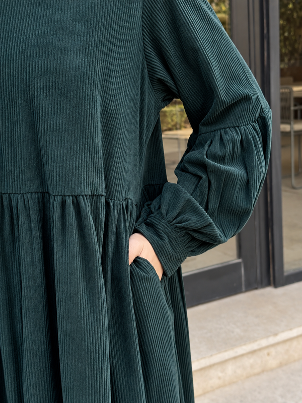 Ruffle Collar Maxi Dress - `deep Teal NUVIRA