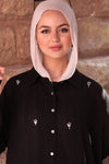 Pearl-Embellished Koresha Two-Piece Set – Black