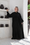 Hooded Flared Maxi Dress - Black