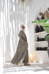 Hooded Flared Maxi Dress - Dusty Olive