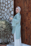 Striped Flare-Sleeve Modest Tunic-Dusty Mint