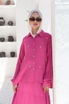 Pearl-Embellished Koresha Two-Piece Set – Fuchsia