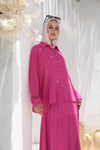 Pearl-Embellished Koresha Two-Piece Set – Fuchsia