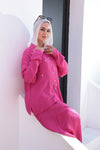 Pearl-Embellished Koresha Two-Piece Set – Fuchsia