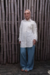 White Embroidered Drawstring Blouse