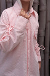 Pink Embroidered Drawstring Blouse