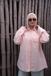 Pink Embroidered Drawstring Blouse
