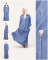 Pearl-Embellished Koresha Two-Piece Set – Dusty Blue