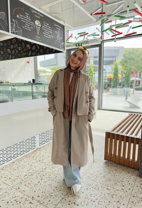 Premium Gabardine Modular Coat – Beige - NUVIRA - 