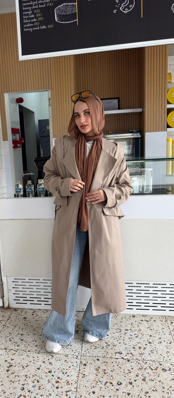 Premium Gabardine Modular Coat – Beige - NUVIRA - 