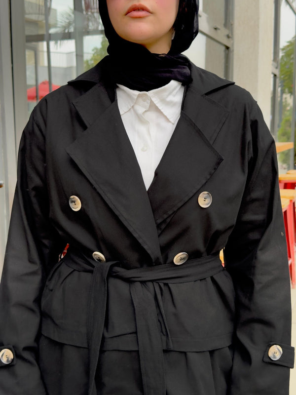 Premium Gabardine Modular Coat – Black - NUVIRA - 