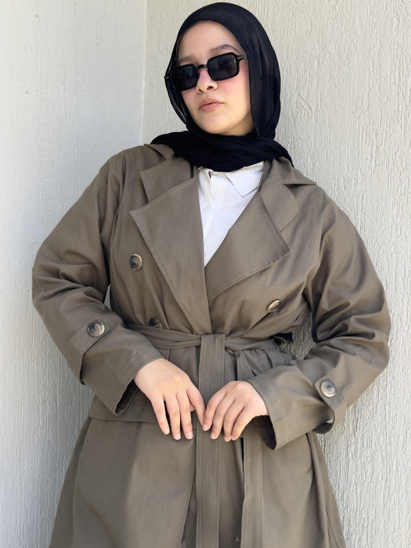 Premium Gabardine Modular Coat – olive - NUVIRA - 