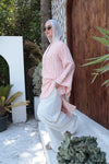 Striped Flare - Sleeve Modest Tunic - Pastel Pink - NUVIRA - 