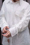 White Embroidered Drawstring Blouse - NUVIRA - 